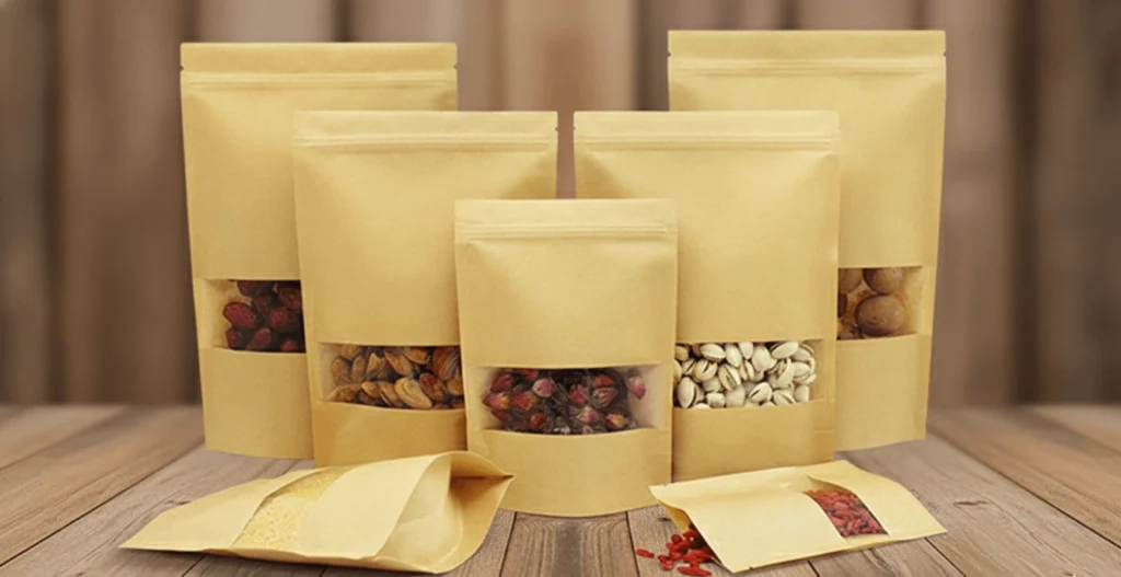 این عکس مربوط به بسته بندی کرافت برای خشکبار می باشد