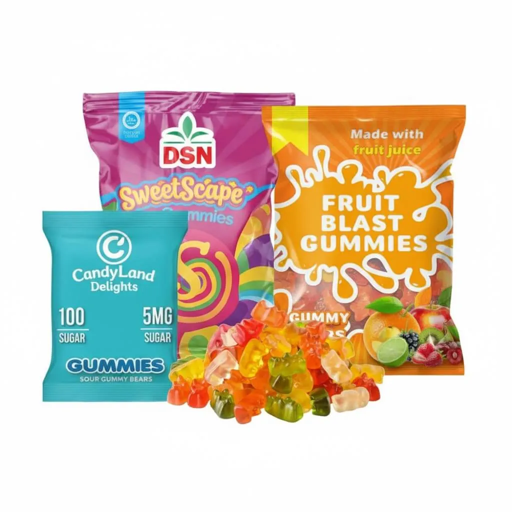 این عکس مربوط به بسته بندی پاستیل می باشد